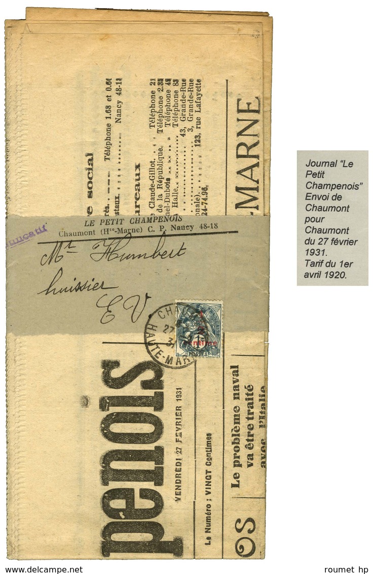 Càd CHAUMONT / N° 157 Sur Journal Sous Bande Local. 1931. - SUP. - R. - Verzamelingen