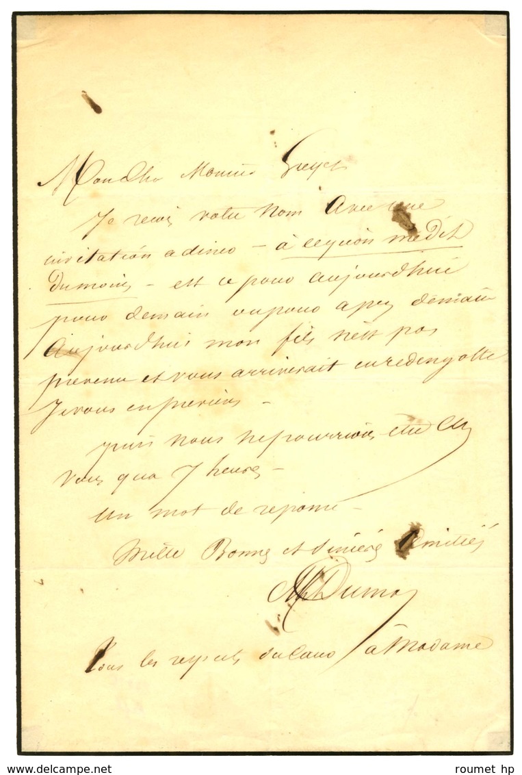 DUMAS Alexandre Père (1802-1870), écrivain Et Homme De Théâtre. - Andere & Zonder Classificatie