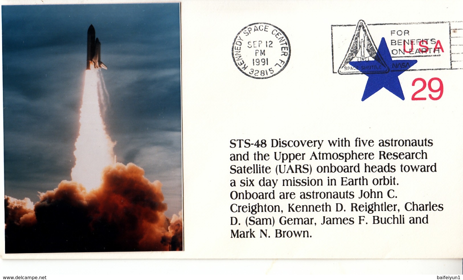 1991 USA Space Shuttle Discovery STS-48  Commemorative Cover - Nordamerika