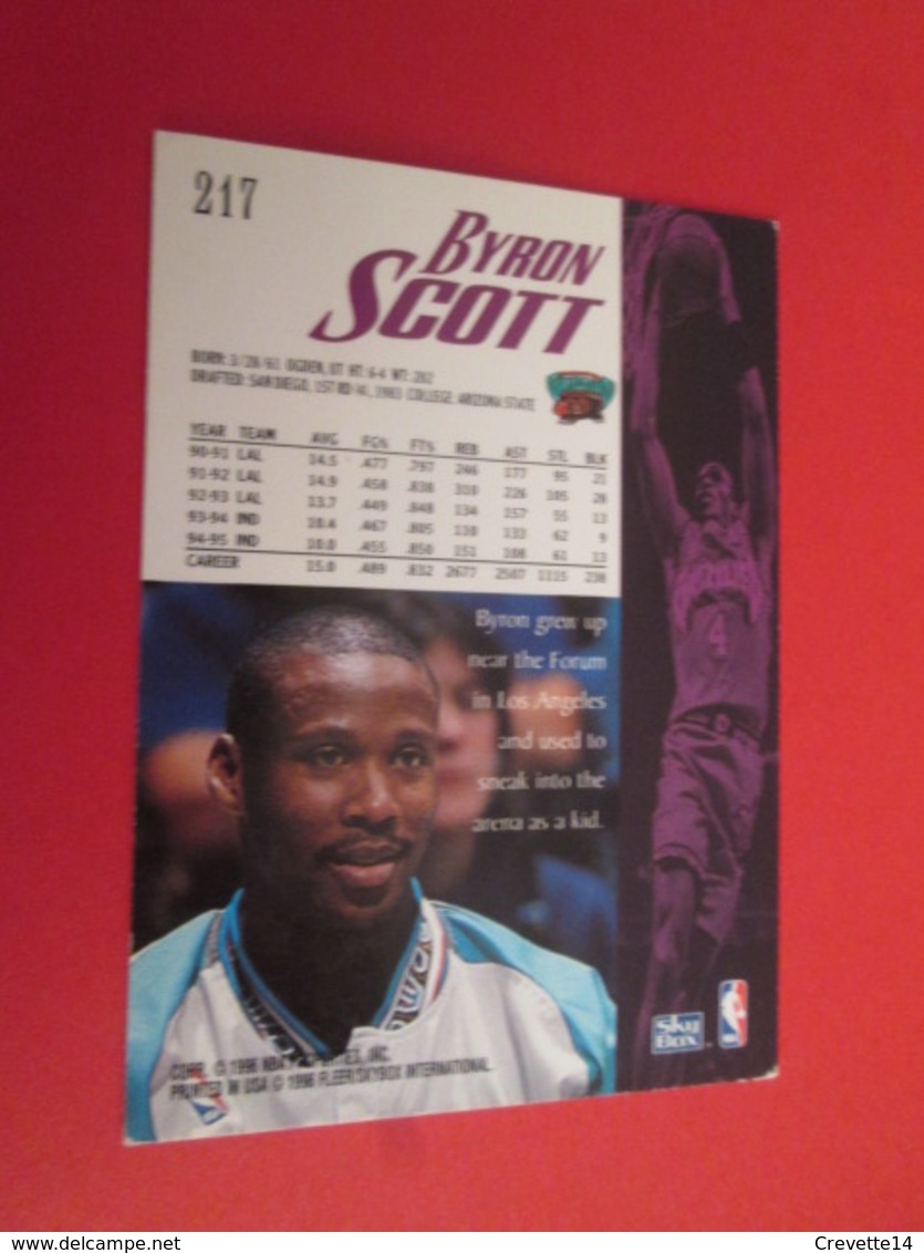 1126-1150 : TRADING CARD BASKET NBA SKYBOX 1995-96  : N°217 BYRON SCOTT - Autres & Non Classés