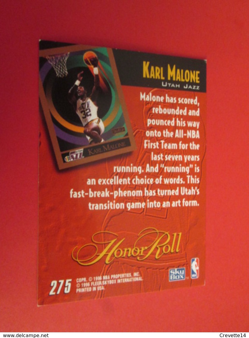 1126-1150 : TRADING CARD BASKET NBA SKYBOX 1995-96  : N°275 KARL MALONE - Autres & Non Classés