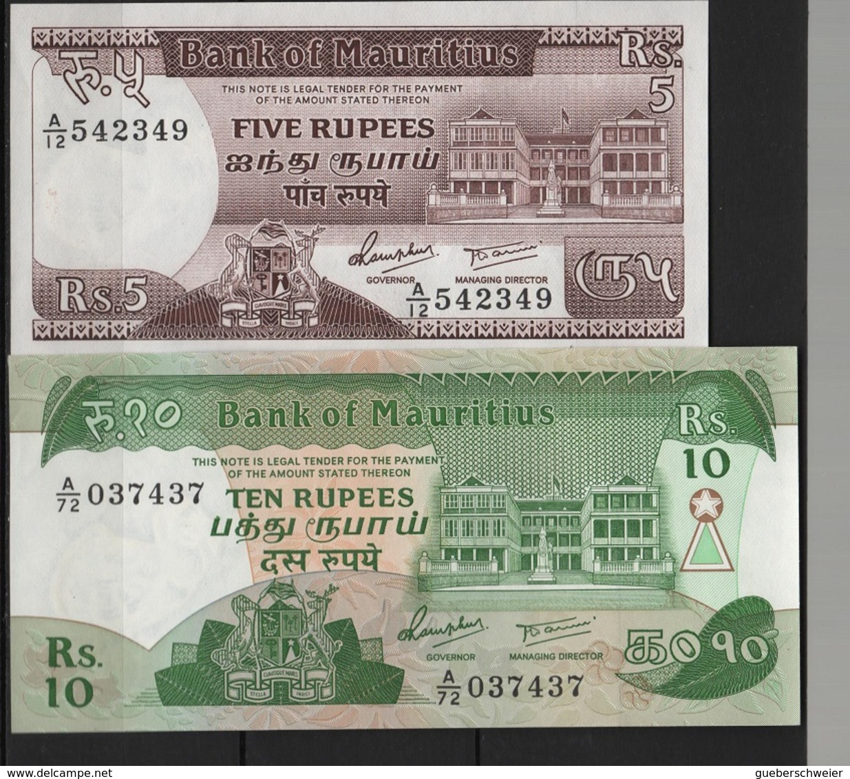 B 77 - MAURICE Billets De 5 Et 10 Rupees états Neufs - Maurice