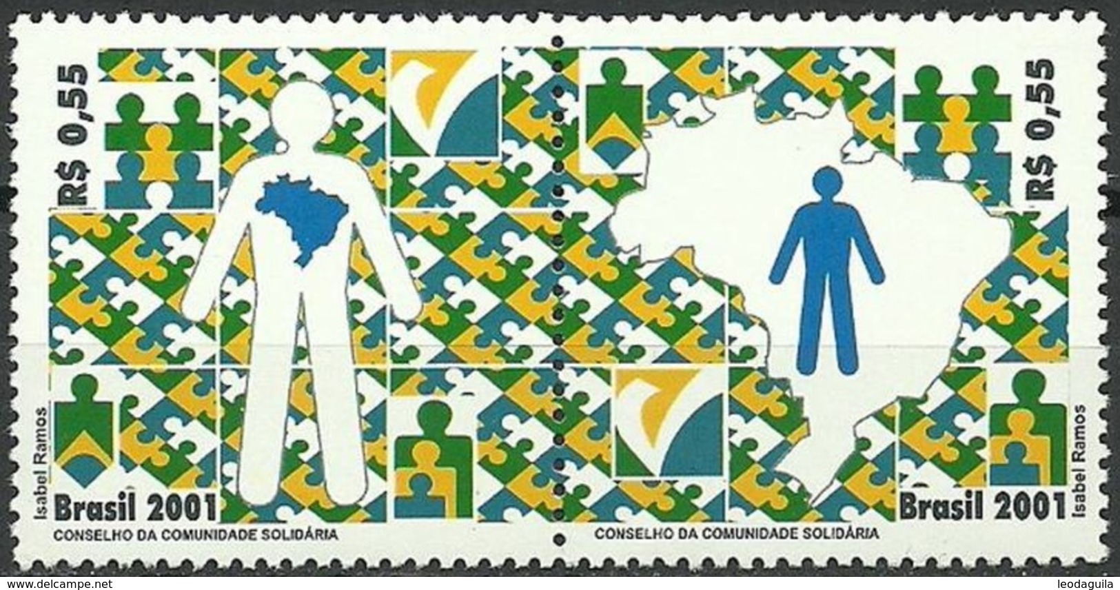 BRAZIL #2808  -  EDUCATION, SOLIDARY COMMUNITY PROGRAMS - MAPS -  2V  -   MINT - Unused Stamps