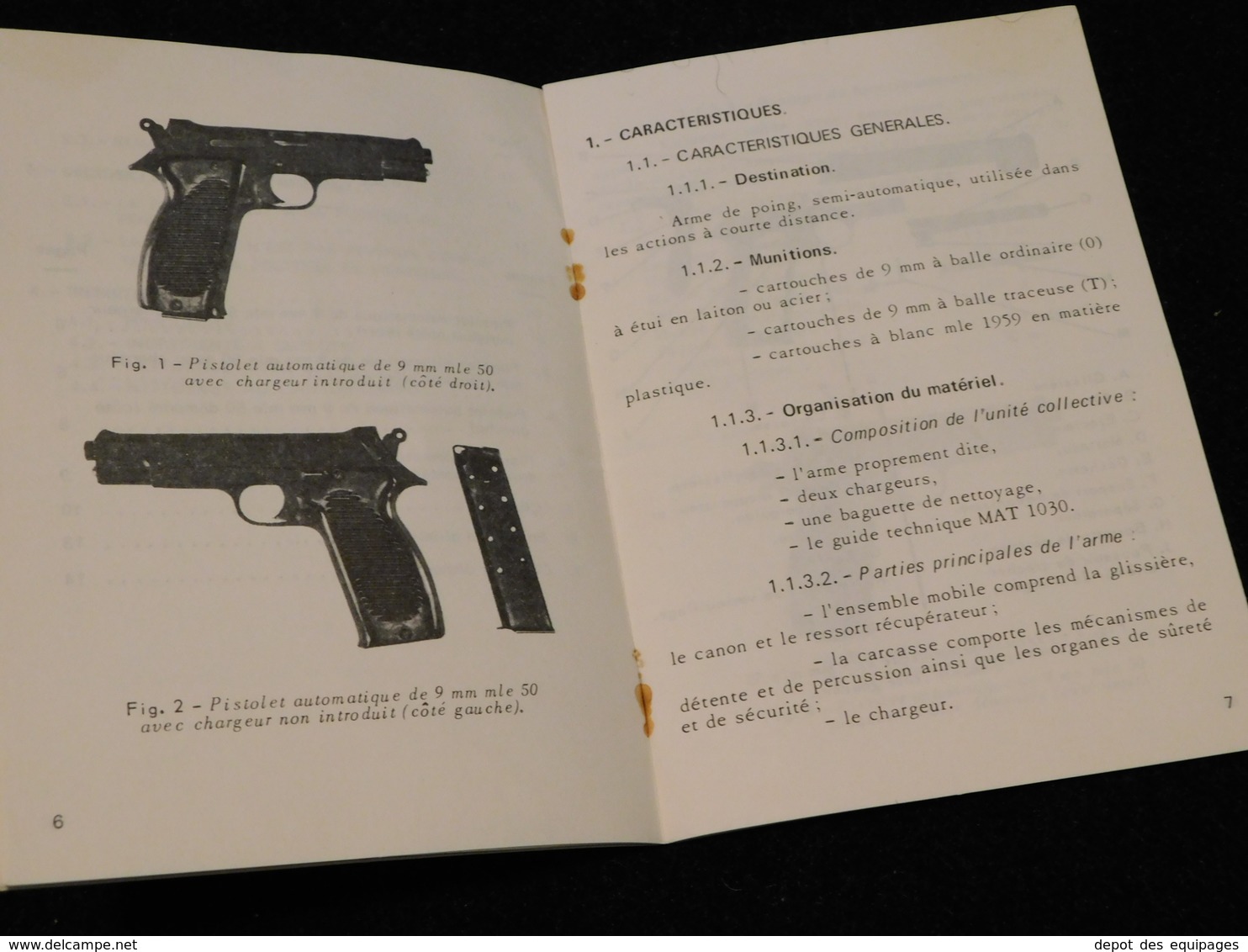 MANUEL PISTOLET AUTOMATIQUE MAC Modéle 1950 Daté 1975 ...... - Armes Neutralisées