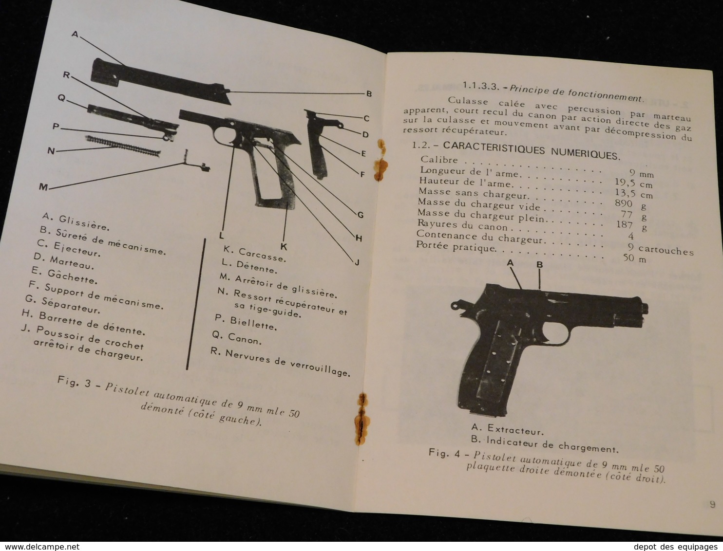 MANUEL PISTOLET AUTOMATIQUE MAC Modéle 1950 Daté 1975 ...... - Armes Neutralisées