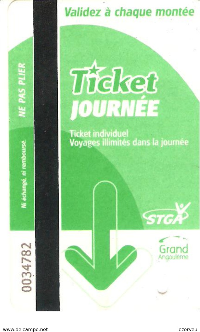 TITRE DE TRANSPORT TICKET BUS ANGOULEME JOURNEE - Europe