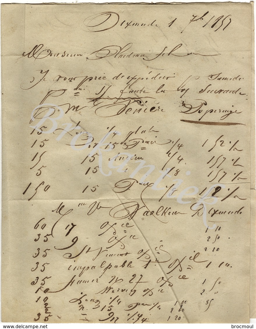 Mr FOULON DIXMUDE  Représentant Pour PLAIDEAU Fils Ainé à Menin Commandes Pourr Tabac Dans La Region 1 Sept 1857 - 1800 – 1899