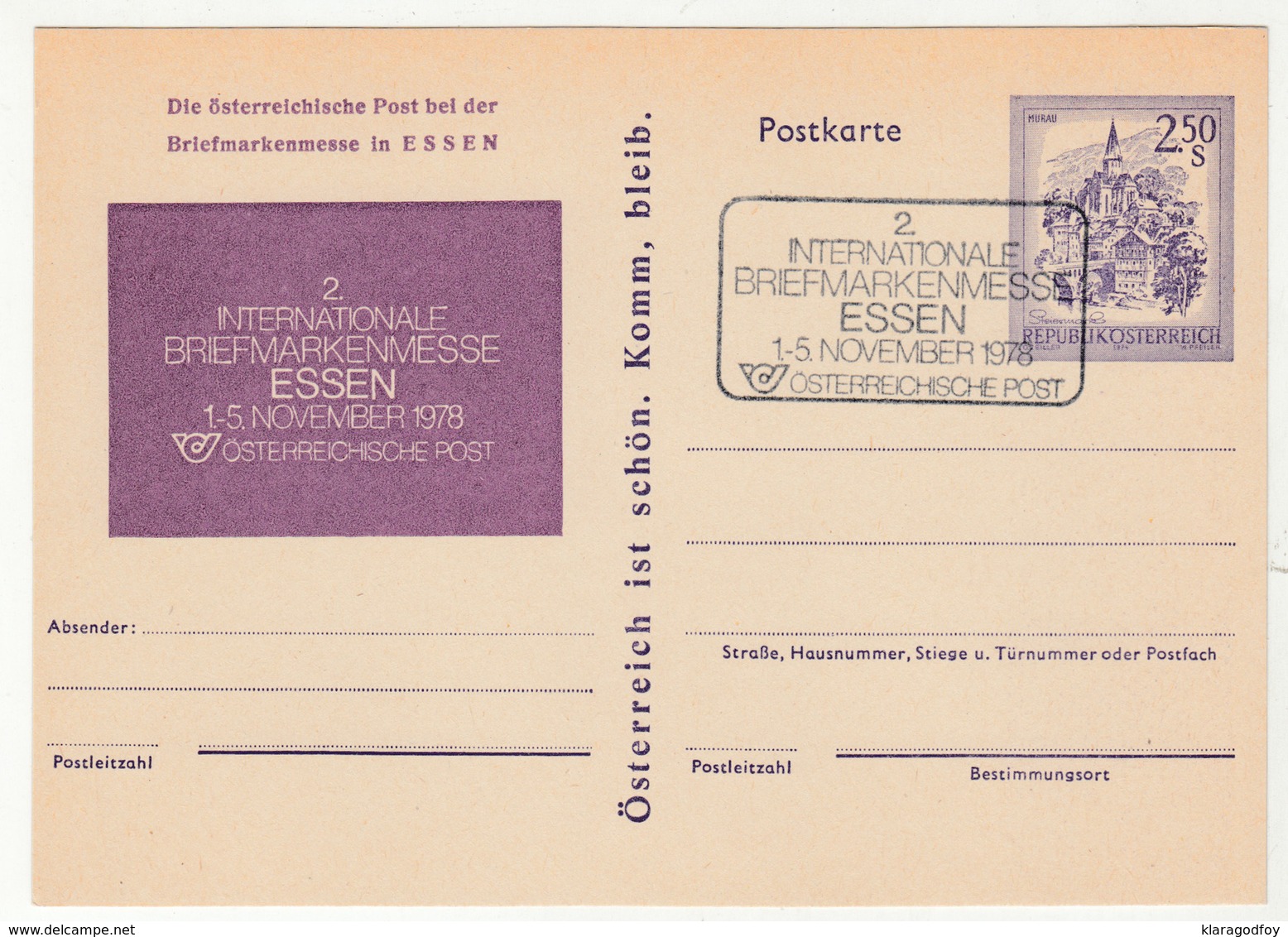 Essen 1978 Stamp Exhibition Illustrated Postal Stationery Postcard Postkarte B190201 - Sonstige & Ohne Zuordnung