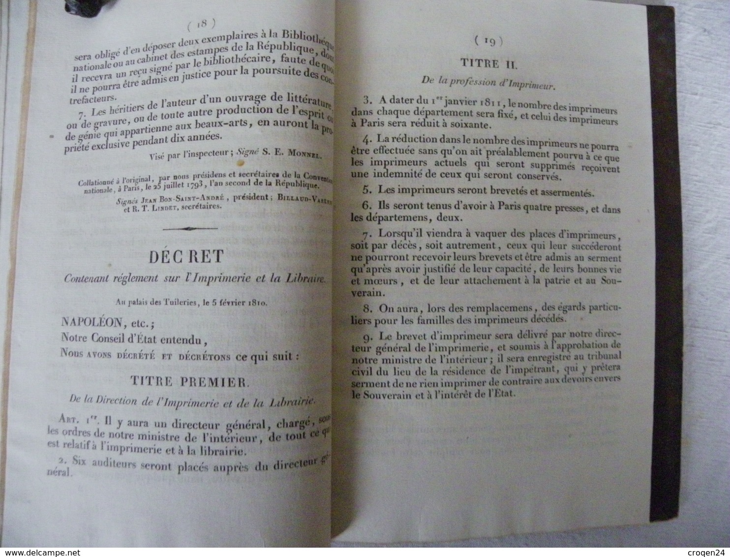 CODE DE LA PRESSE - LOIS,DECRETS Sur L'imprimerie - Censure - LOUIS-PHILIPPE - 1801-1900