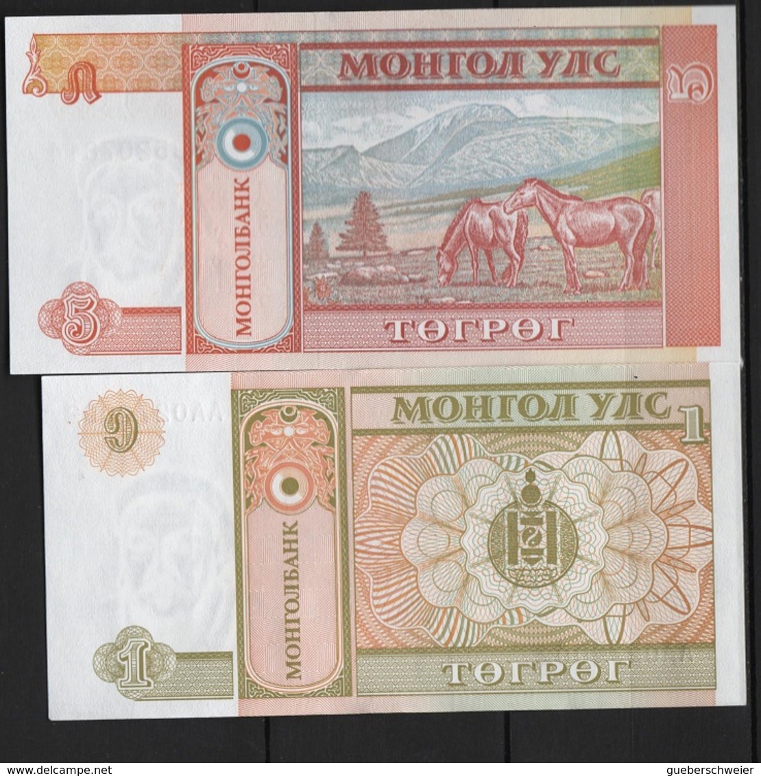 B 82 - MONGOLIE Lot De 2 Billets De 1 Et 5 Tugrik états Neufs - Mongolie