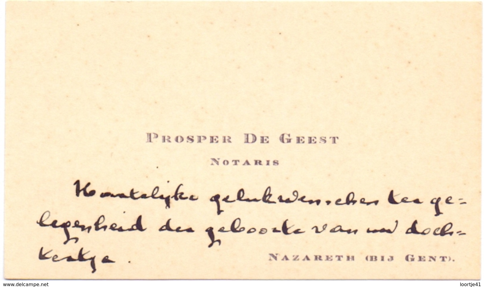 Visitekaartje - Carte Visite - Notaris Prosper De Geest - Nazareth - Cartes De Visite