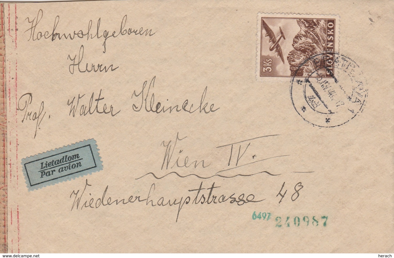 Slovaquie Lettre Censurée Pour L'Autriche 1944 - Lettres & Documents