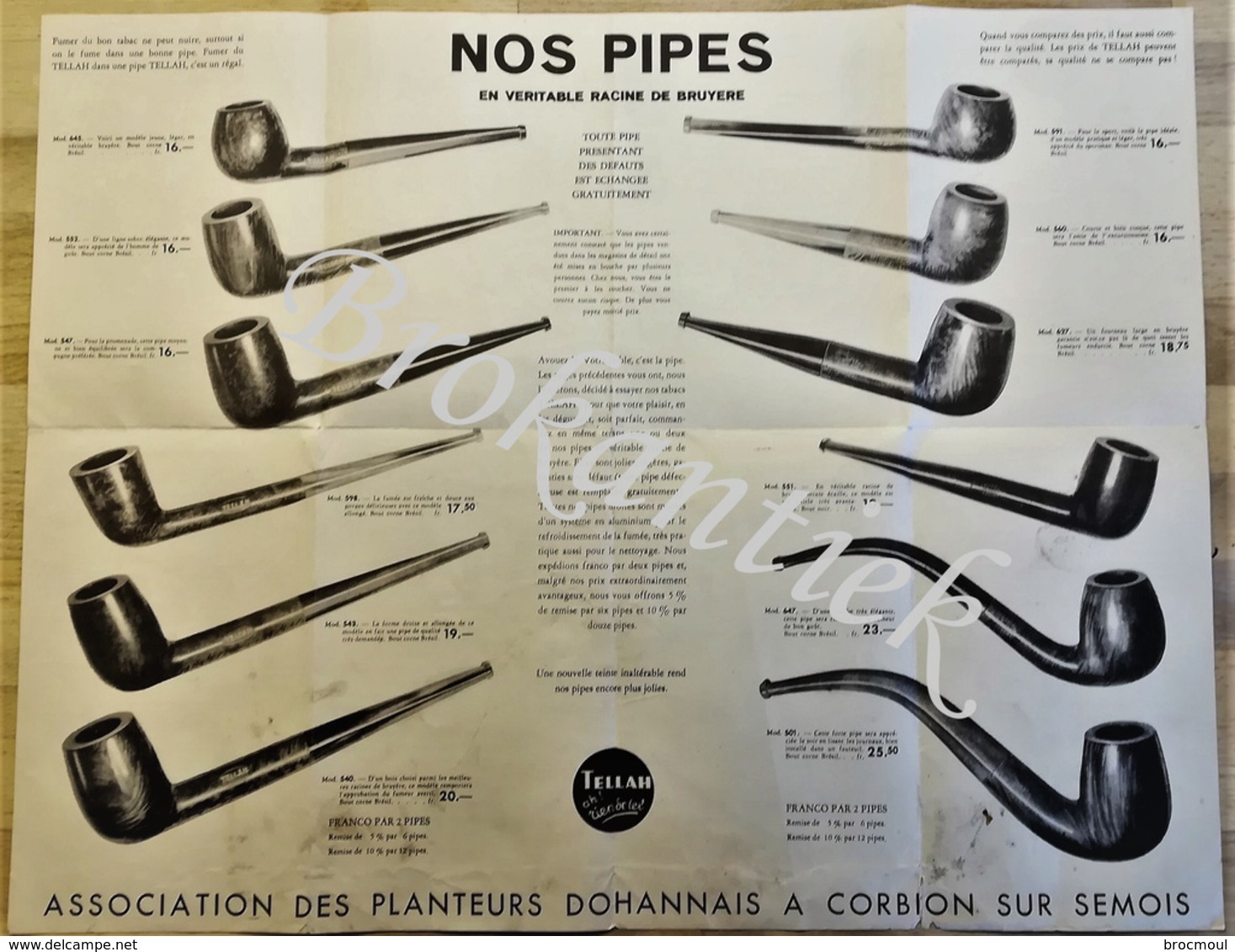 TELLAH Tabac Du Semois ,depliant/affiche Avec Les Différents Tabacs Cigares,Cigarettes,Pipes DOHANNAIS CORBION +/- 1921 - 1900 – 1949