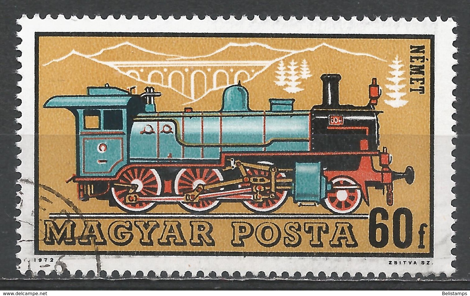 Hungary 1972. Scott #2124 (U) German Locomotive - Oblitérés