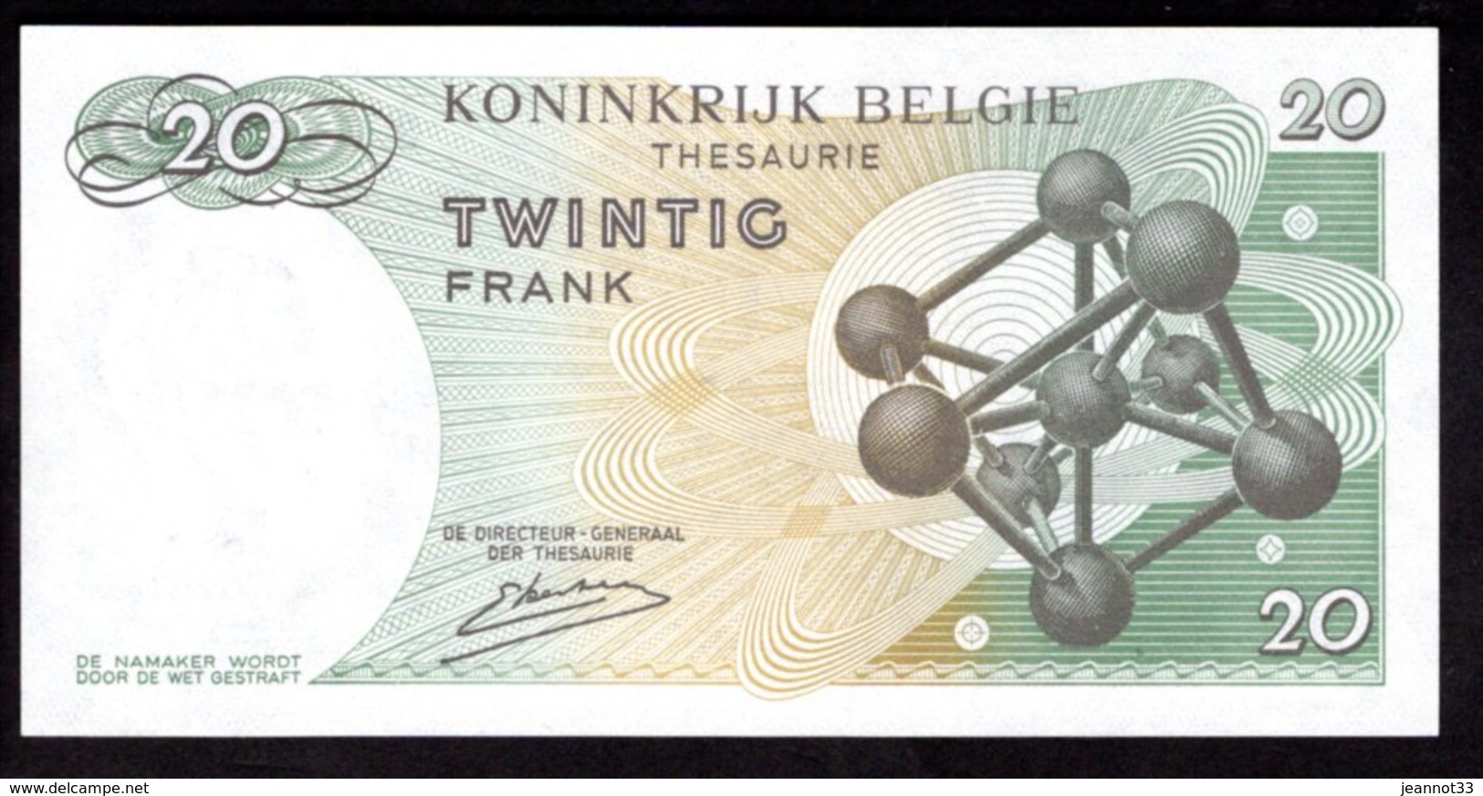 Billet De Banque De VINGT FRANCS - BELGIQUE - En Parfait état Non Plié - 20 Francs