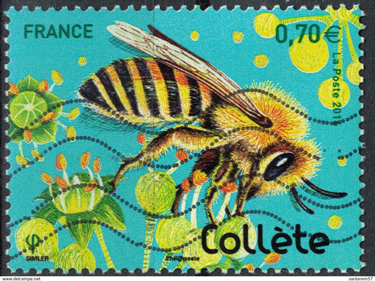 France 2016 Oblitéré Used Insectes Les Abeilles Solitaires Collète Y&T 5051 - Usati