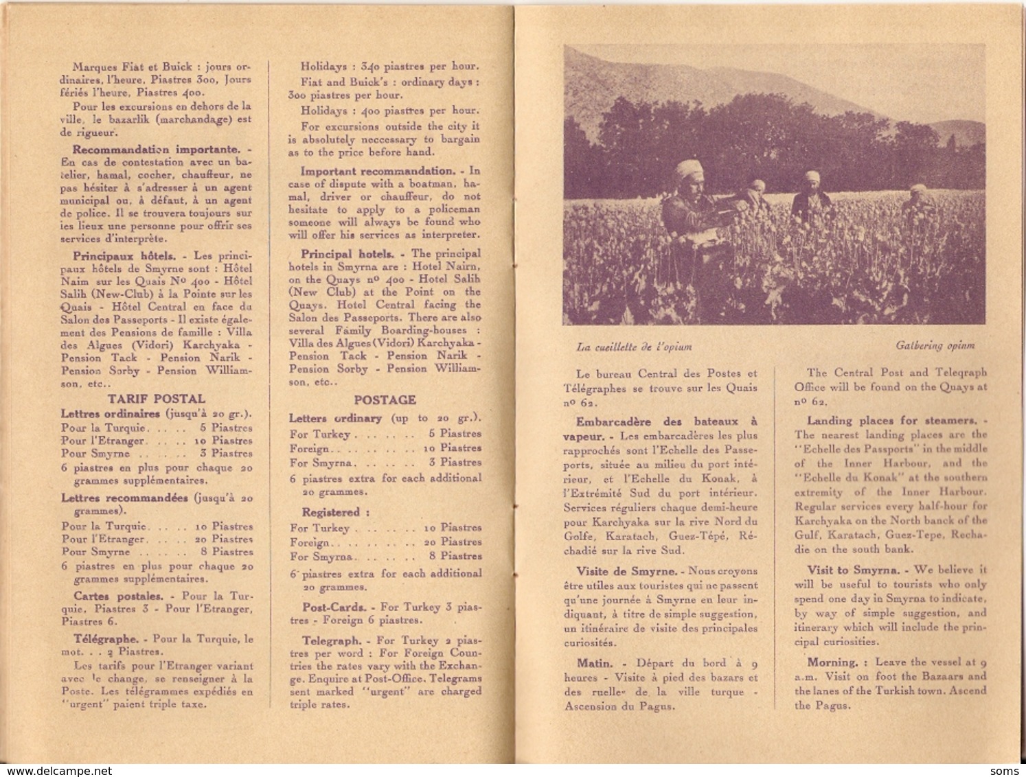 Livret Des Messageries Maritimes, Paquebot "Lotus", Renseignements Smyrne / Izmir (Turquie), 1927, Opium, Balladur - Dépliants Turistici