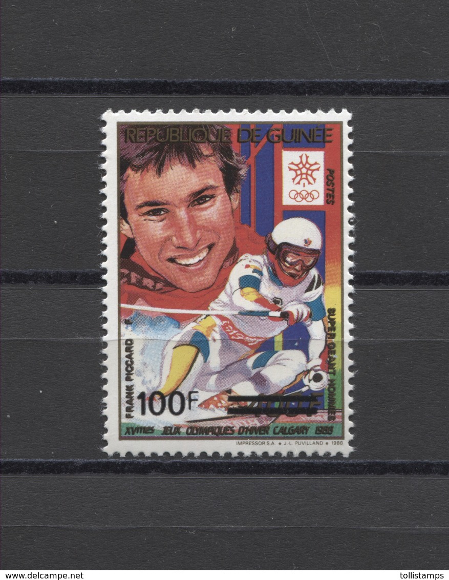 Guinea Olympics Calgary 1988 JO OVPT. NEW CURRENCY MNH - Winter 1988: Calgary