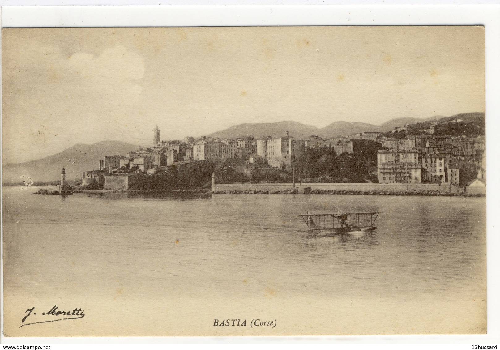 Carte Postale Ancienne Bastia - Vue Générale - Hydravion - Bastia