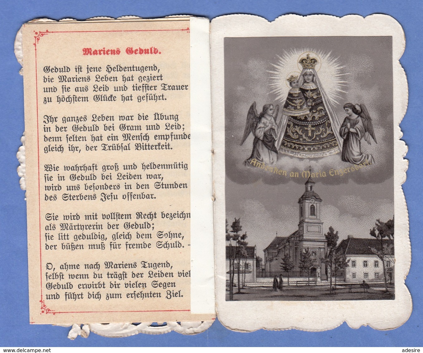 Andachtsbild Mehrseitig Um 1900, Prägearbeit, Andenken An Maria Enzersdorf, Gebrauchsspuren - Andachtsbilder
