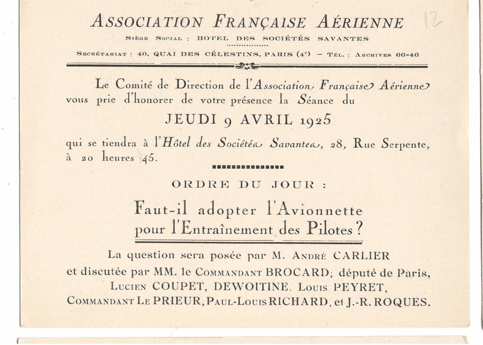 AVIATION: Asociation Française Aérienne-j  Avril 1925 . Thème  "avionnette Et Entrainement Des Pilotes." - Non Classés