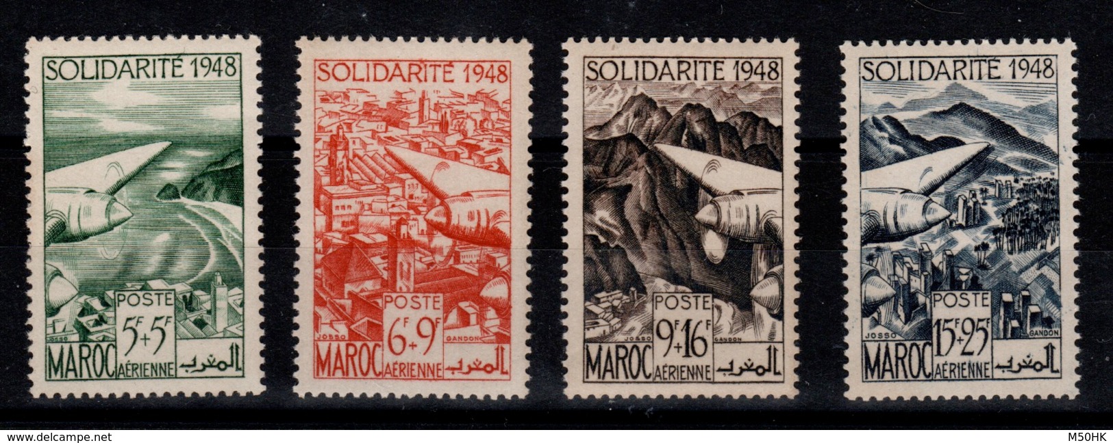 Maroc - YV PA 70 à 73 N** Complete Solidarite Cote 8 Euros - Airmail