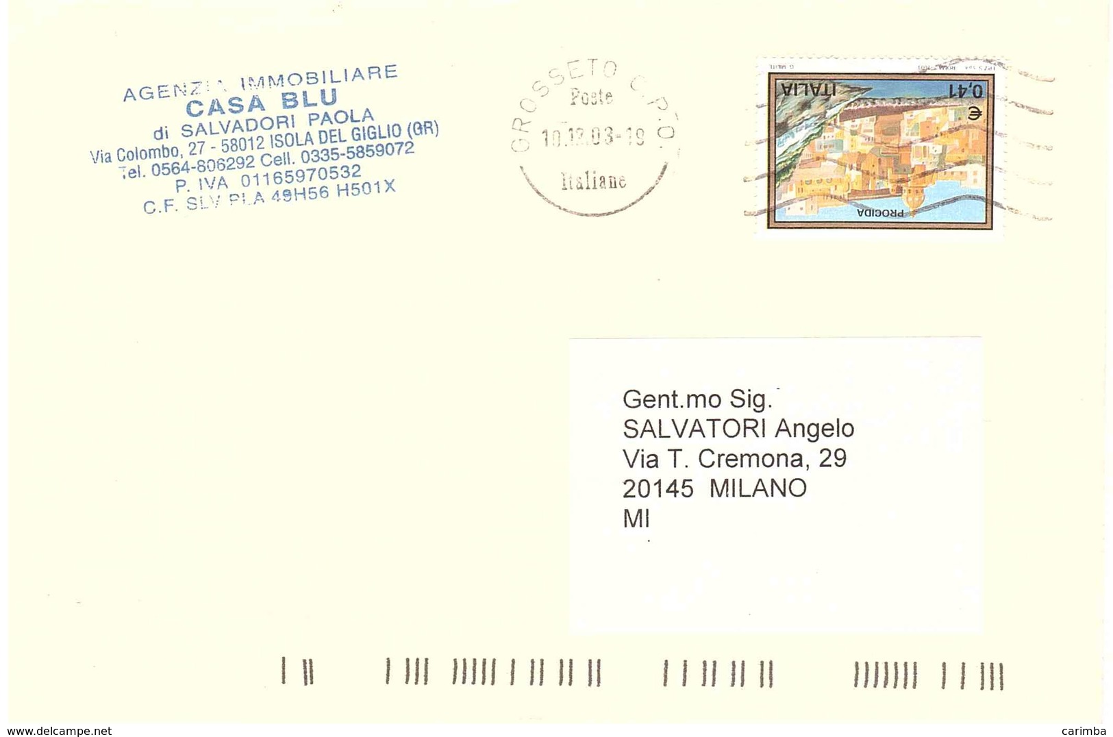 2003 €0,41 PROCIDA - 2001-10: Storia Postale