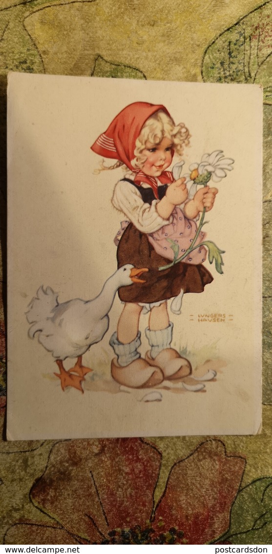 DDR Postcard - Humour - Girl Illustrateur Lyngers Havsen - Goose - Lungers Hausen - Hausen, Lungers