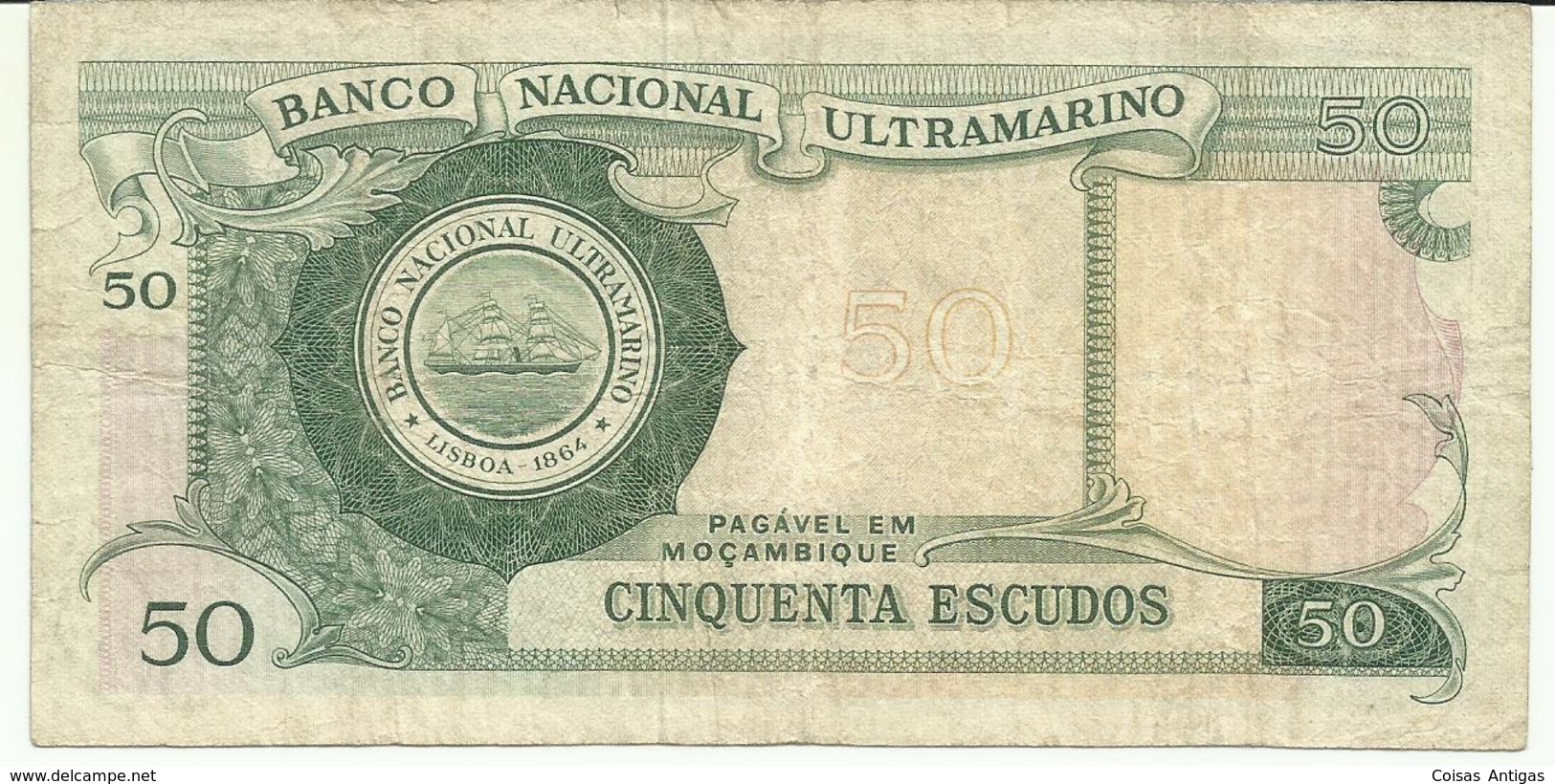 Nota 50 Escudos 27-10-1970 Moçambique S/Sobrecarga - Mozambique