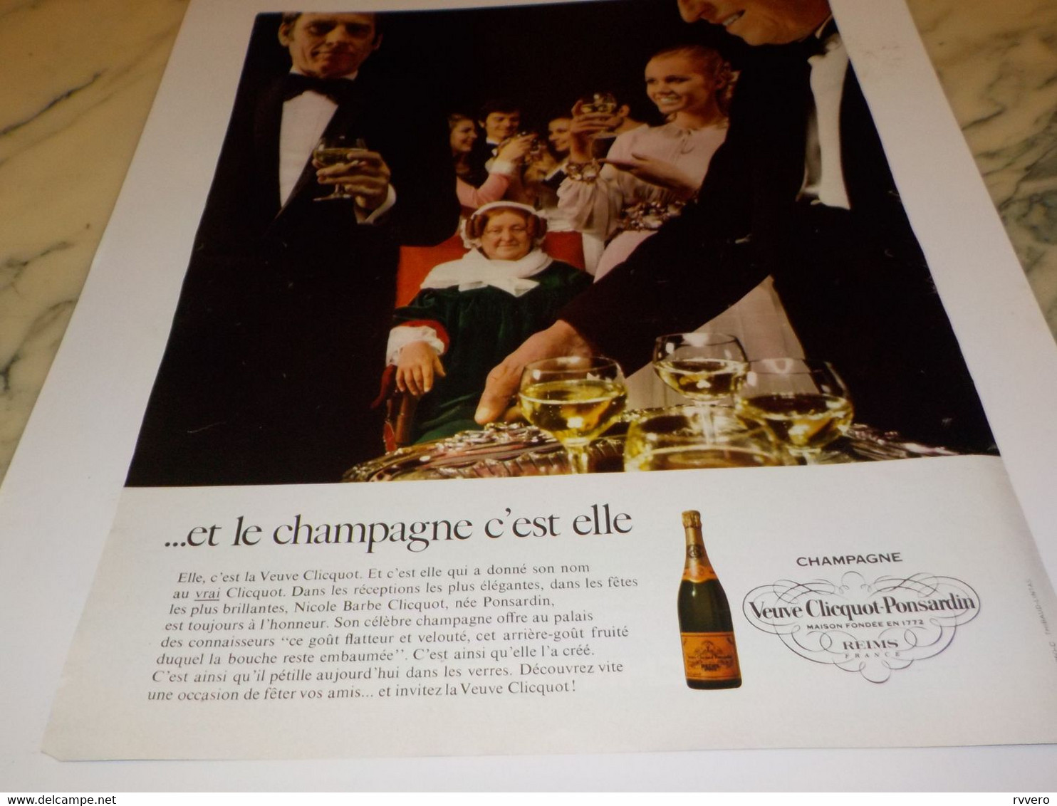 ANCIENNE PUBLICITE CHAMPAGNE VEUVE CLICQUOT PONSARDIN 1968 - Alcools