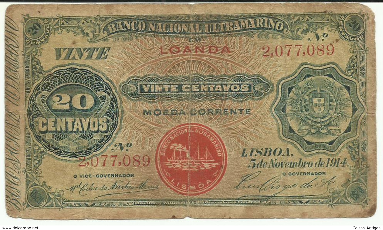 Nota 20 Centavos 05-11-1914 Angola (Loanda) - Angola