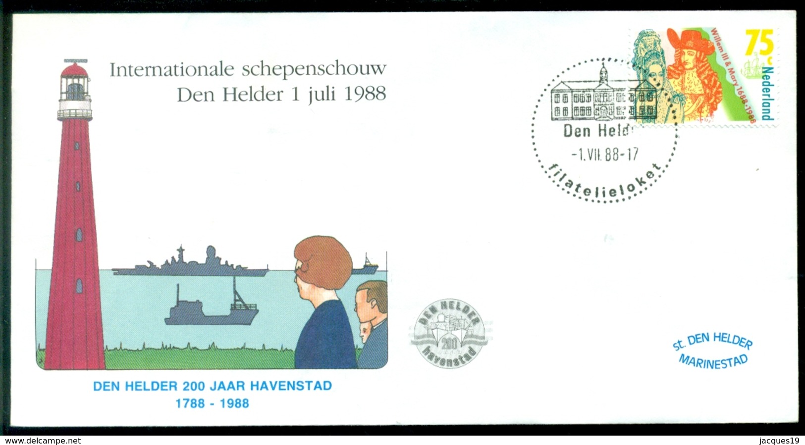 Nederland 1988 Speciale Envelop Den Helder Internationale Schepenschouw 200 Jaar Havenstad  Met NVPH 1367 - Brieven En Documenten