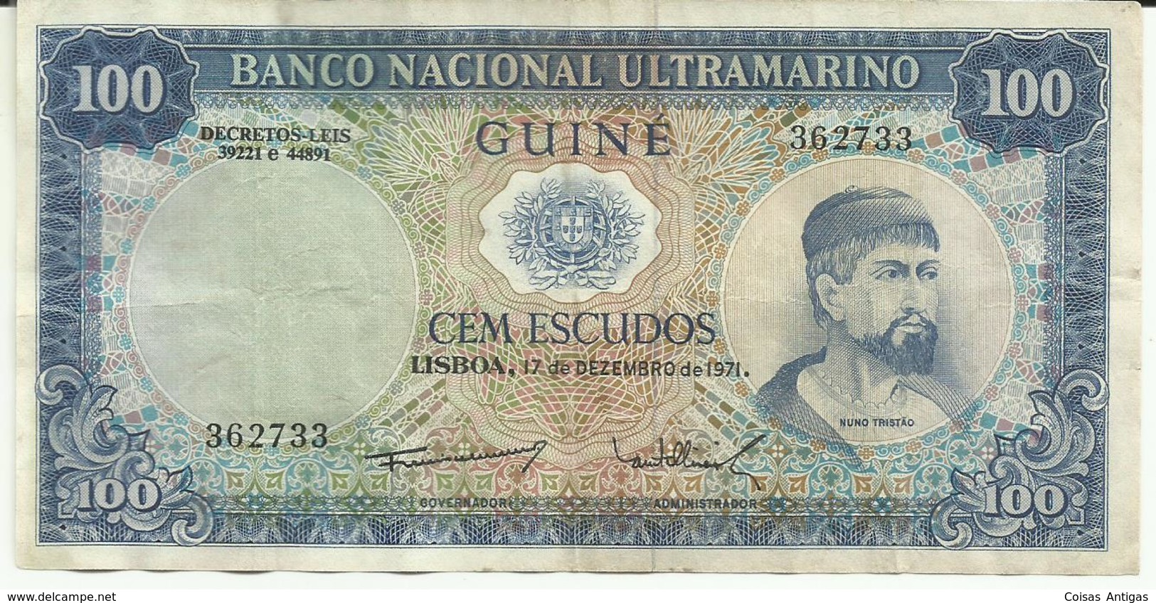 Nota 100 Escudos 17-12-1971 Guiné-Bissau - Guinee-Bissau