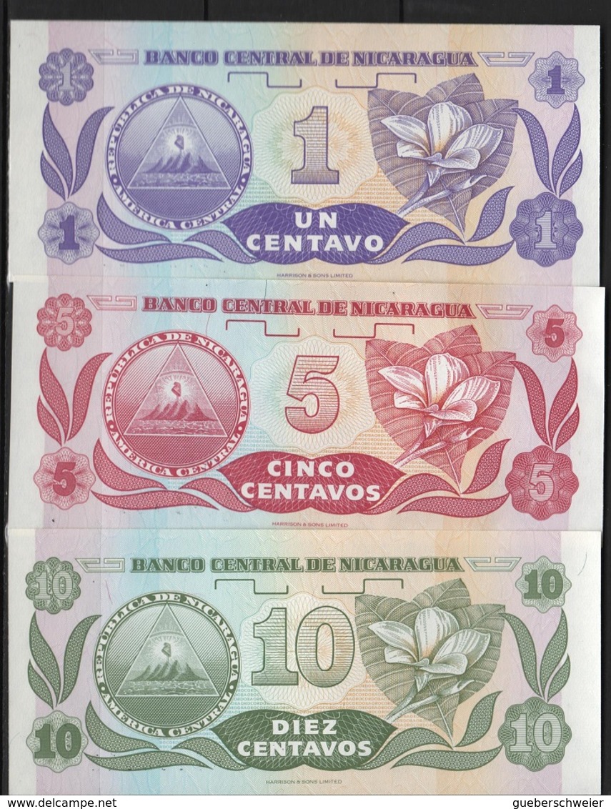 B 87 - NICARAGUA Lot De 3 Billets états Neufs - Nicaragua