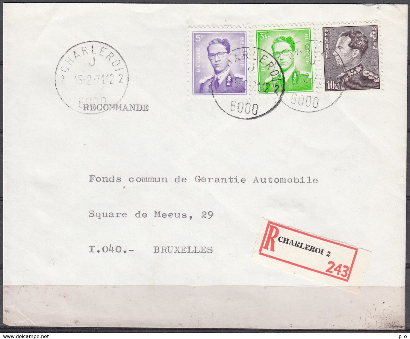 1068 + 1029 Met Stempel Charleroi 2 Op Aangetekende Brief - 1953-1972 Brillen