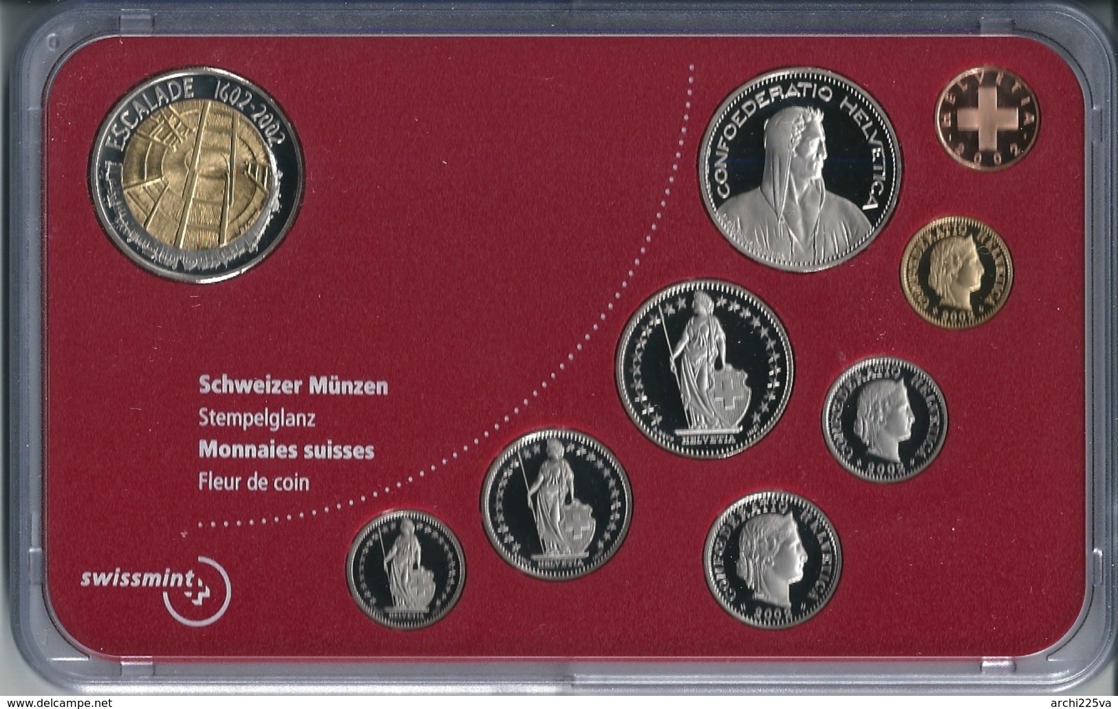 SVIZZERA 2002 - ESCALADE - DIVISIONALE FDC - N.° 9 Pezzi - Con 5 + 5 CHF (Fr. Sv.) - Confezione Originale (3 Foto) - Altri & Non Classificati