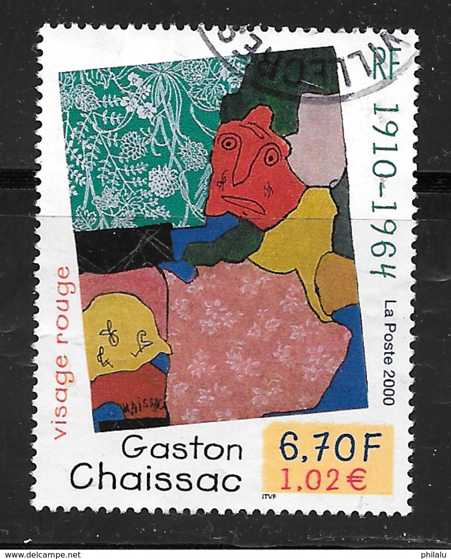 FRANCE 3350 Tableau Visage Rouge Gaston Chaissac . - Oblitérés