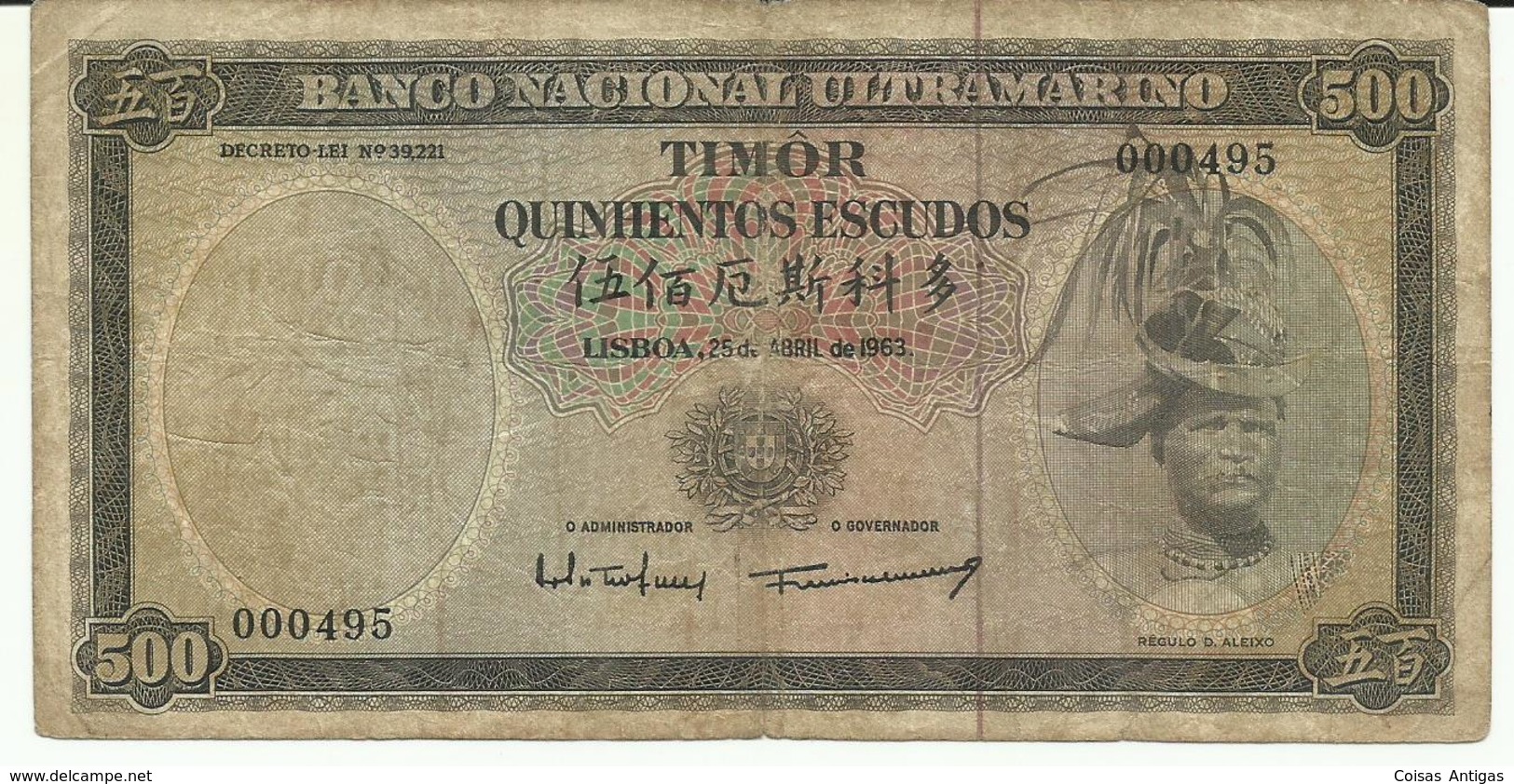 Nota 500 Escudos 25-04-1963 Timor - Timor