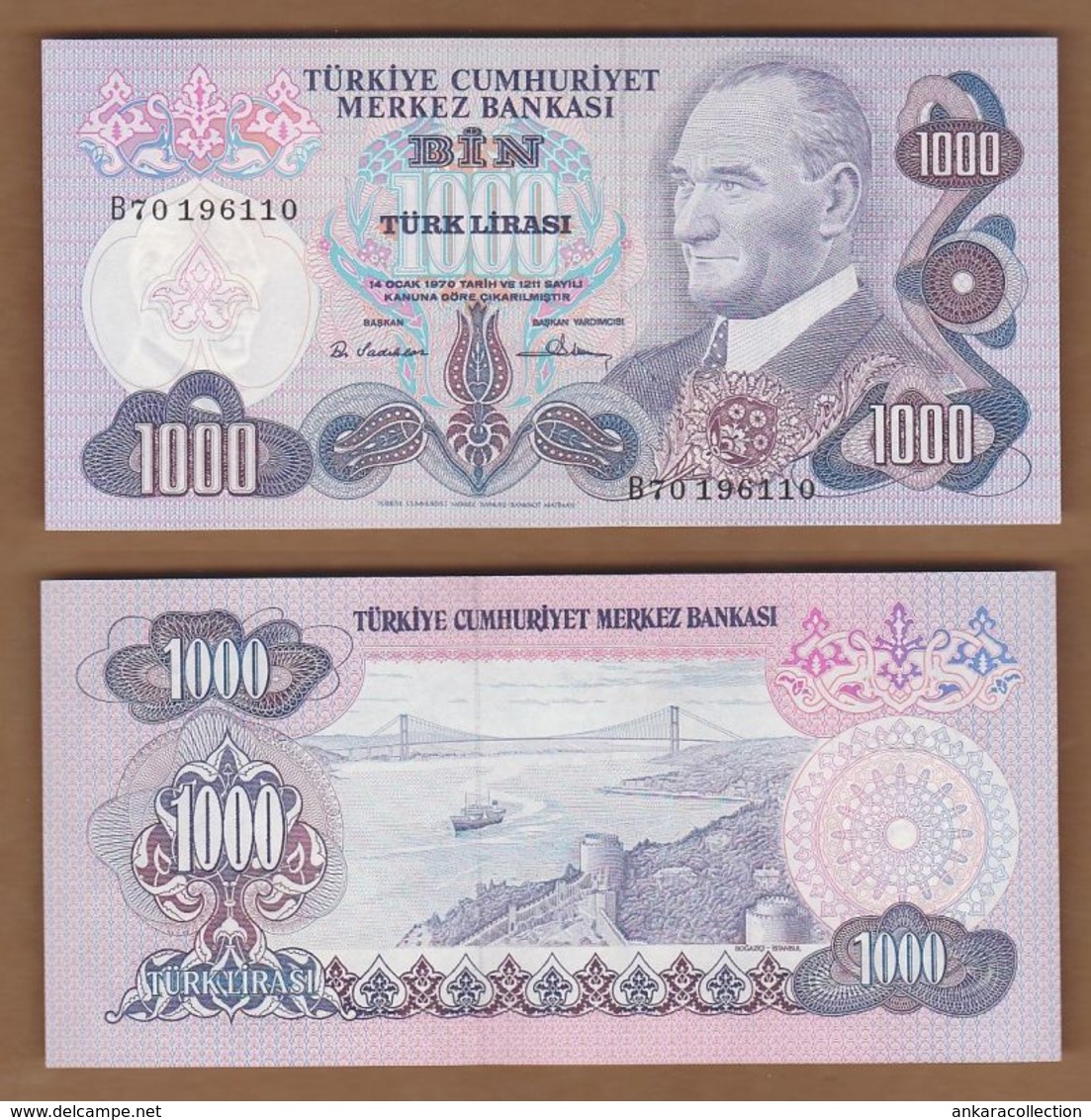 AC - TURKEY 6th EMISSION 1000 TL B UNCIRCULATED - Turquie