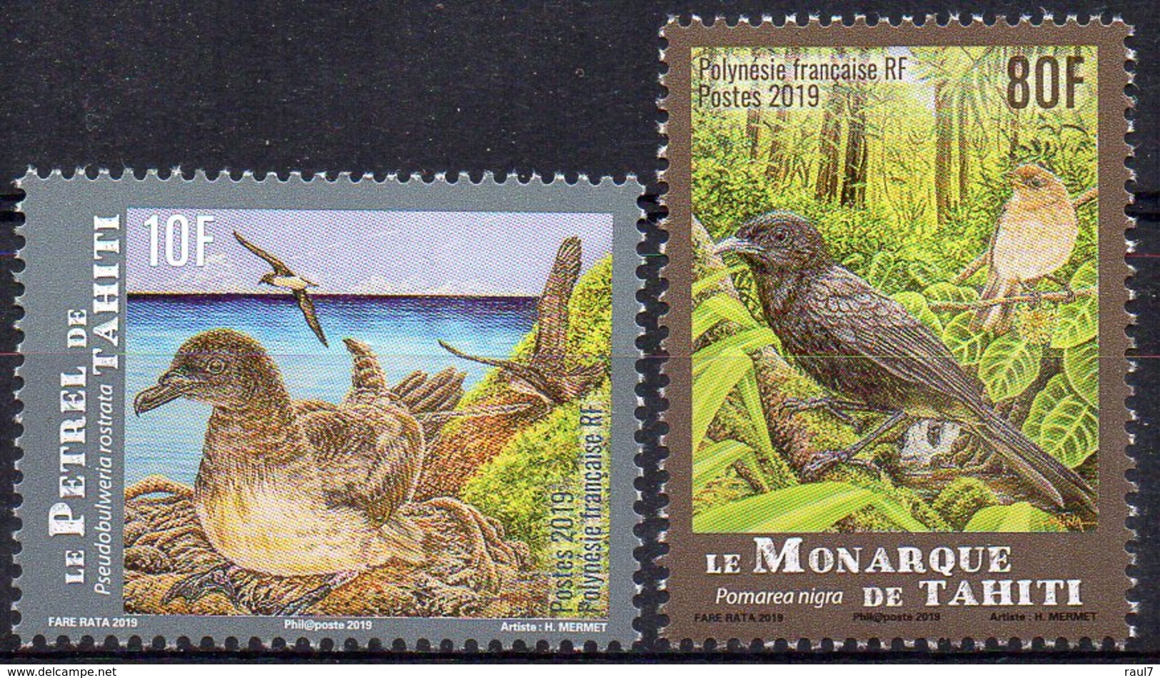 Polynésie Française 2019 - Oiseaux De Polynésie, Le Pétrel Et Le Monarque  - 2 Val Neufs // Mnh - Neufs