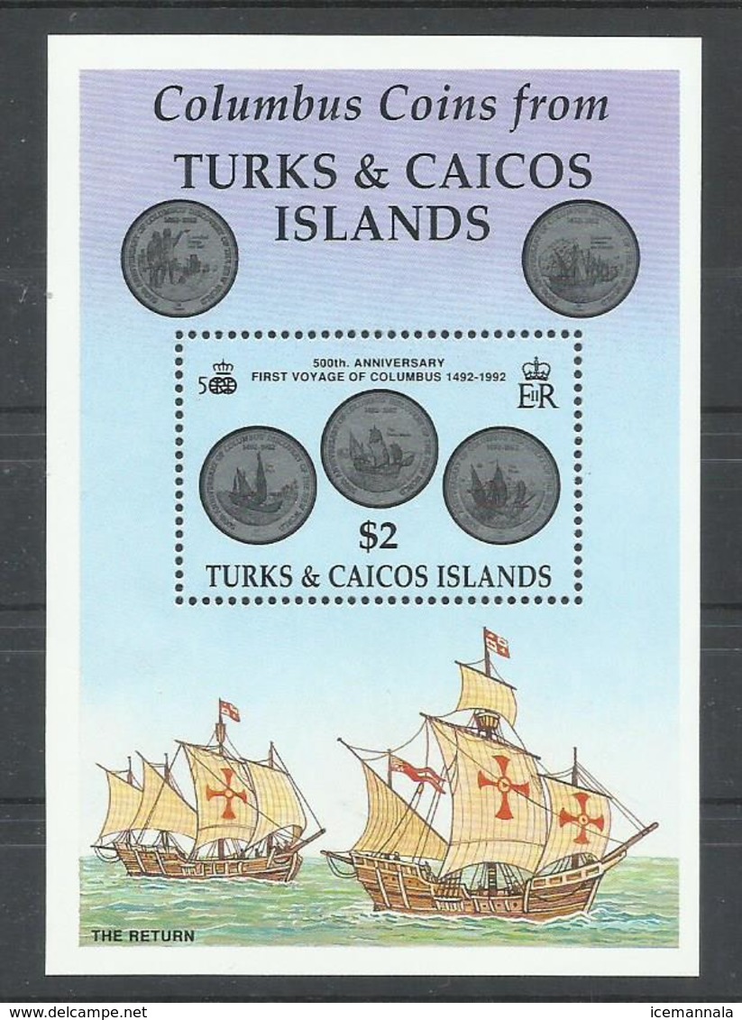 TURKS AND CAICOS  HOJA BLOQUE CRISTOBAL COLON   MNH  ** - Turcas Y Caicos