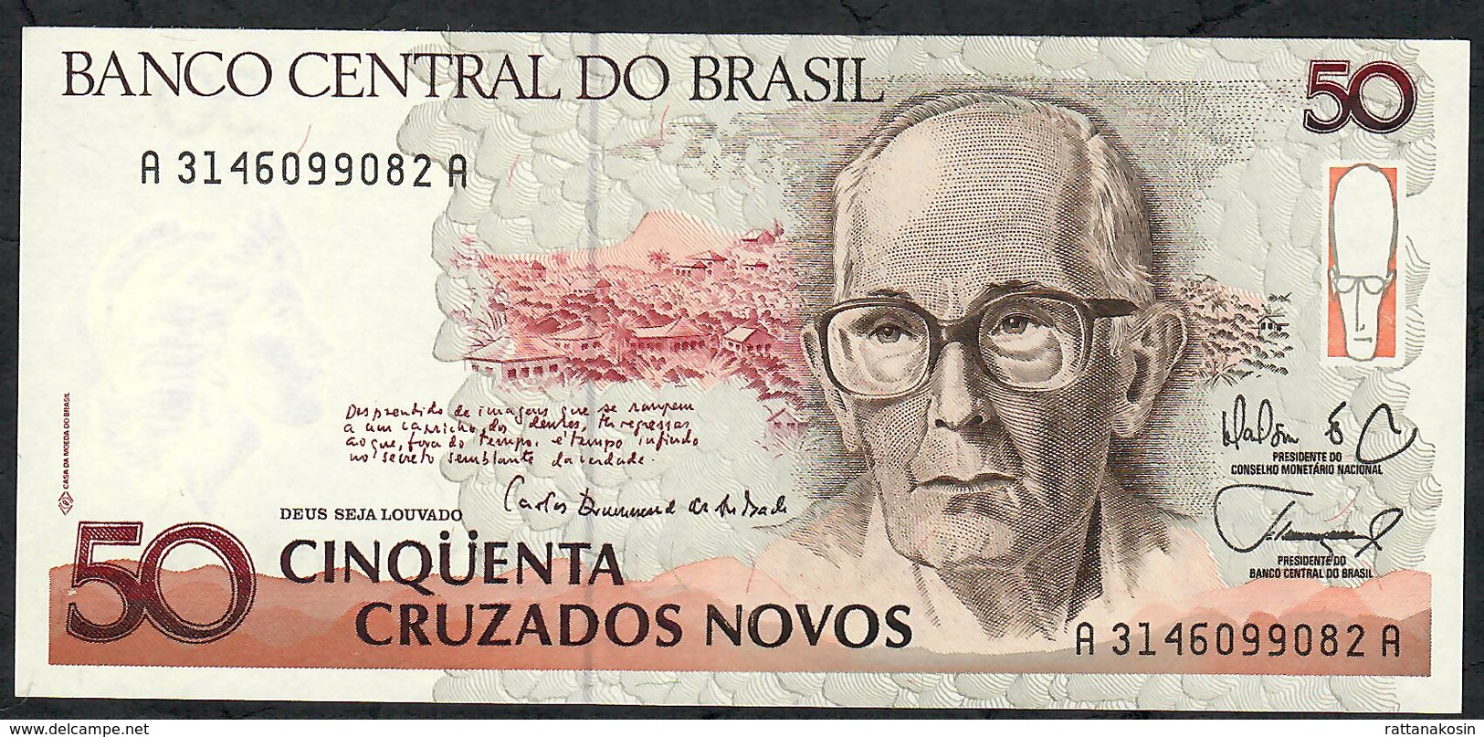 BRAZIL P219a 50 CRUZADOS NOVOS 1989signature 26 #A3146 UNC. - Brasile