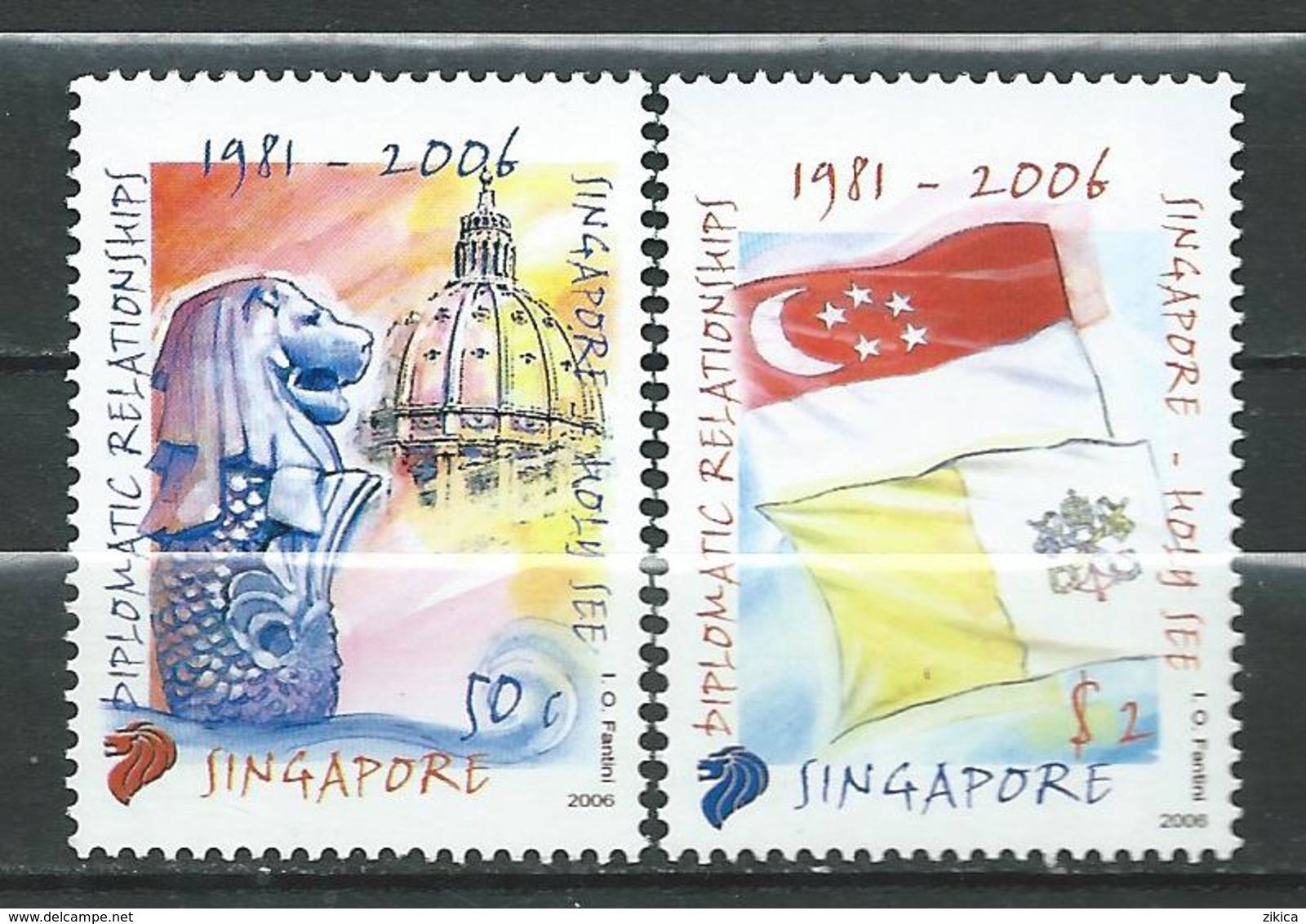 Singapore 2006 The 25th Anniversary Of Diplomatic Relations With The Holy See - Joint Issue. MNH - Singapore (1959-...)