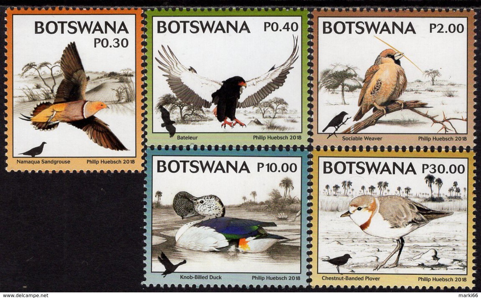 Botswana - 2018 - Kgalagadi Biodiversity - Birds - Mint Definitive Stamp Set - Botswana (1966-...)