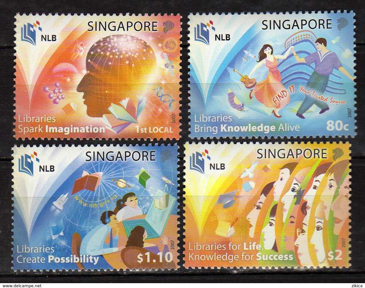 Singapore 2007 National Library Board.space,musics,dances,libraries. MNH - Singapur (1959-...)