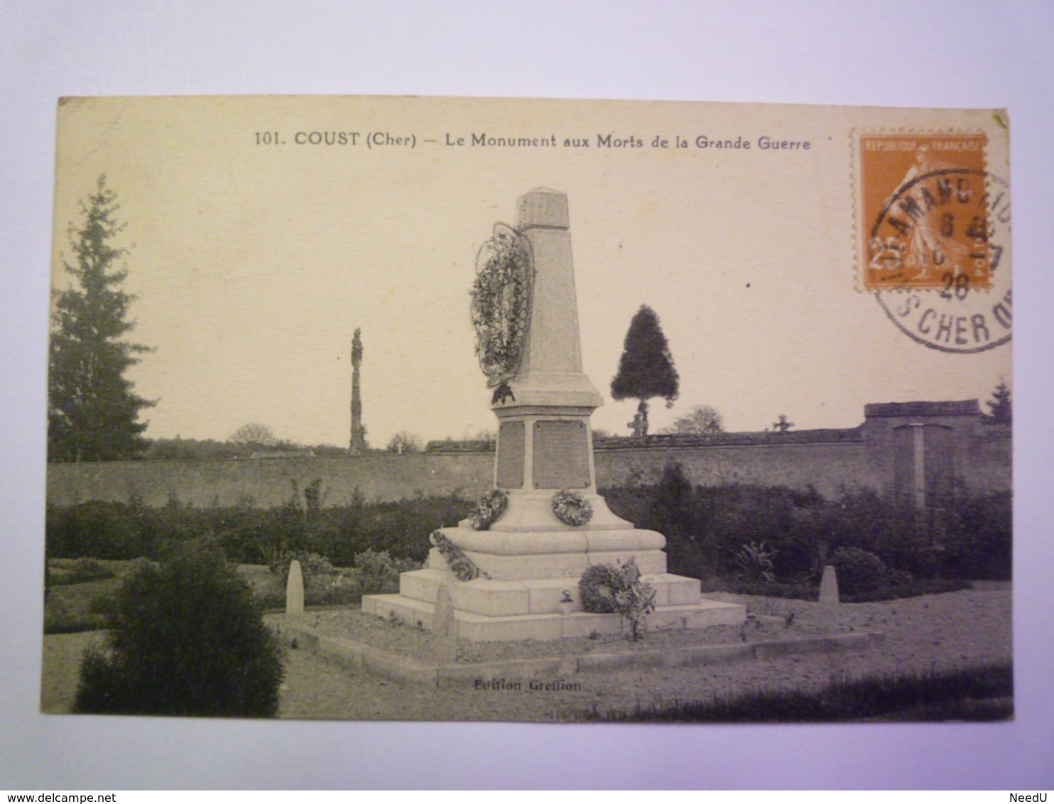 GP 2019 - 120 COUST  (Cher)  :  Le Monument Aux  MORTS De La Grande Guerre   1926   XXX - Other & Unclassified