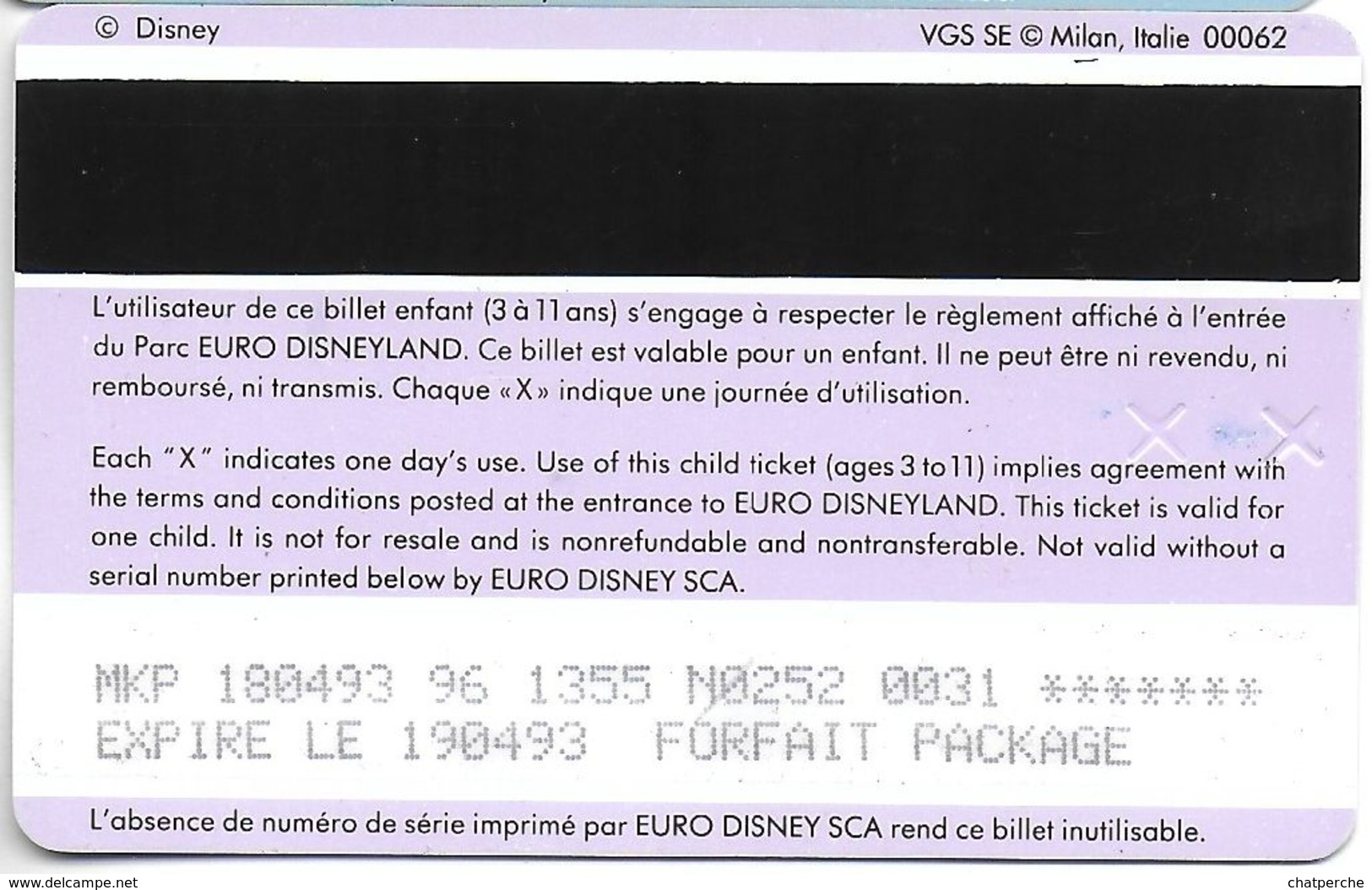 PASSEPORT DISNEY JUMBO PASSEPORT ENFANT EURO DISNEY 1993 - Disney-Pässe