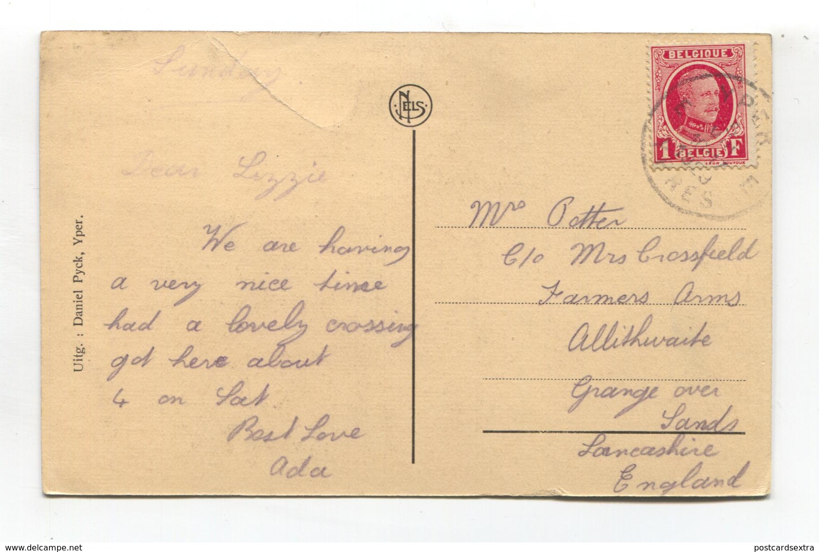 Ieper / Ypres - Red Triangle Centre, YMCA - 1929 Used Belgium Postcard - Ieper