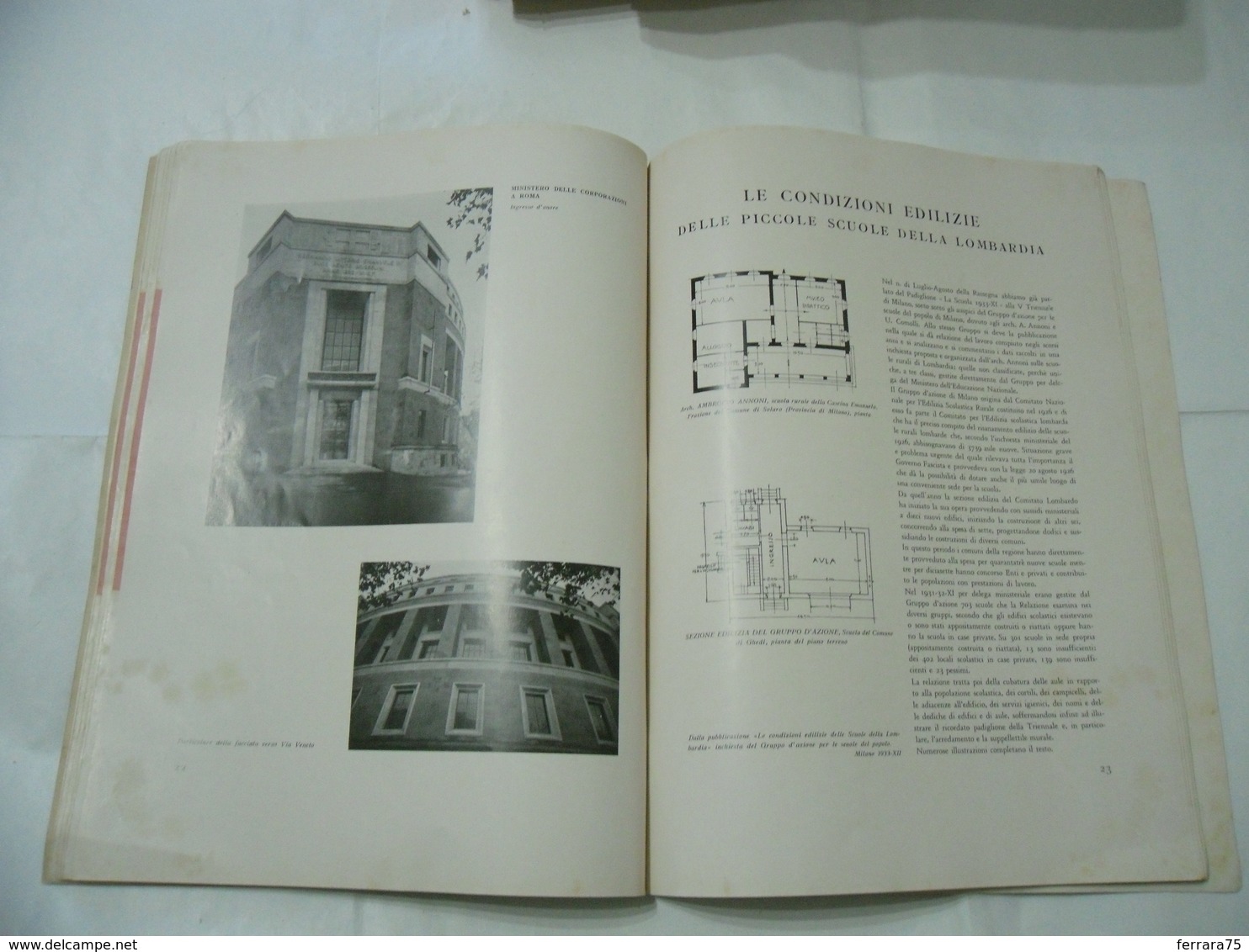 RIVISTA MENSILE RASSEGNA DI ARCHITETTURA 1934 ISTITUTO PATOLOGIA MEDICA MILANO