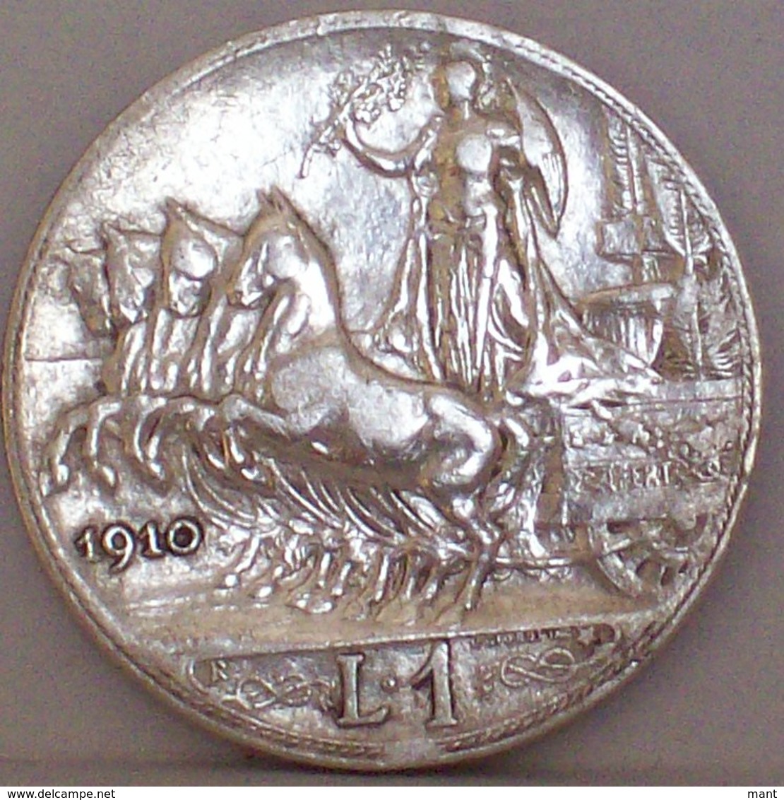 Regno D'ITALIA VITTORIO EMANUELE III 1 Lira 1910 QUADRIGA VELOCE Argento Silver - 1900-1946 : Vittorio Emanuele III & Umberto II